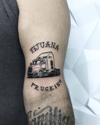 Simple Semi Truck Tattoo by @kim.inkbloodtt2