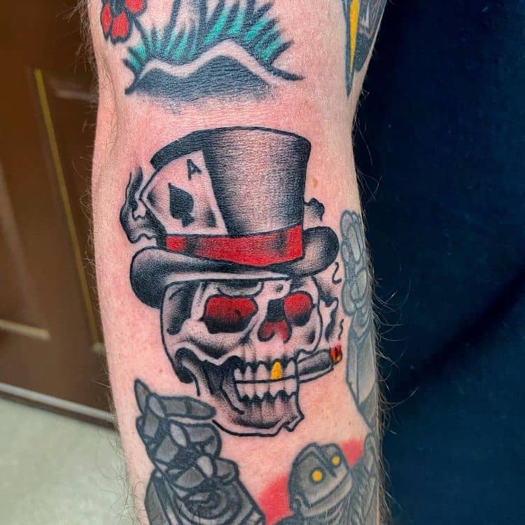 Skull And Top Hat Tattoo by @madmaxwallace