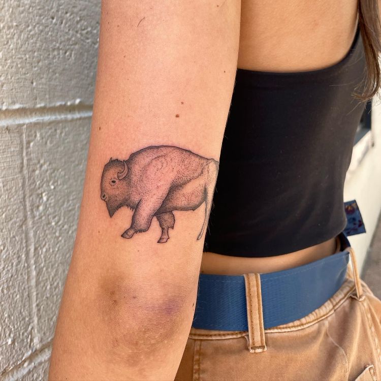 Small Buffalo Tattoo by @dadditatts