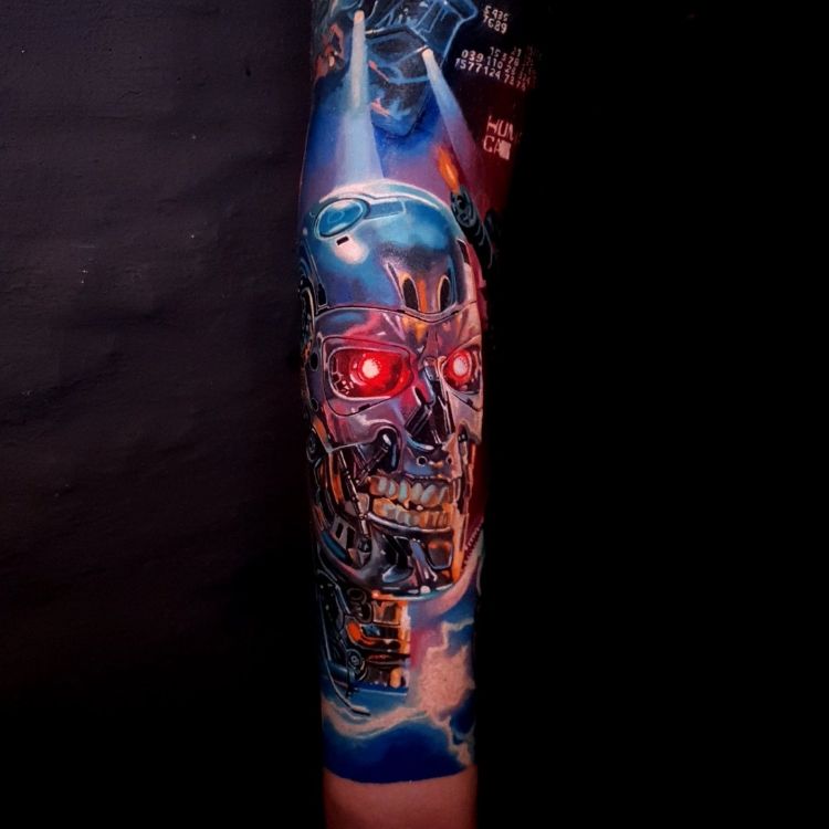 Terminator Tattoo Sleeve by @stockholminktattoo