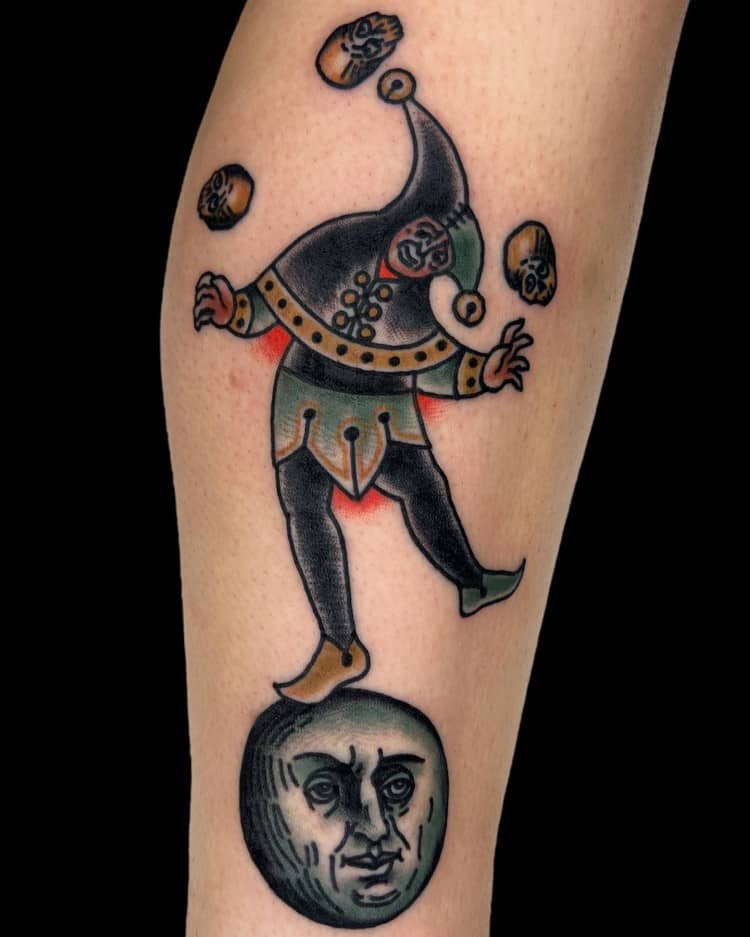 Traditional jester tattoo