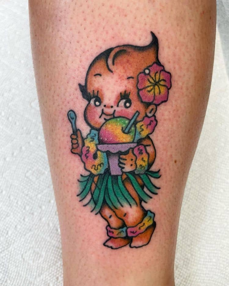 Traditional Kewpie Doll Tattoo by @jenn_matthews