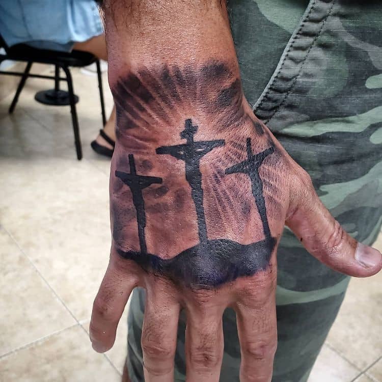 3 Wooden Crosses Tattoo by @rupintart_com