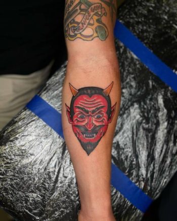 American Traditional Demon Tattoo by @natalie_tattoos