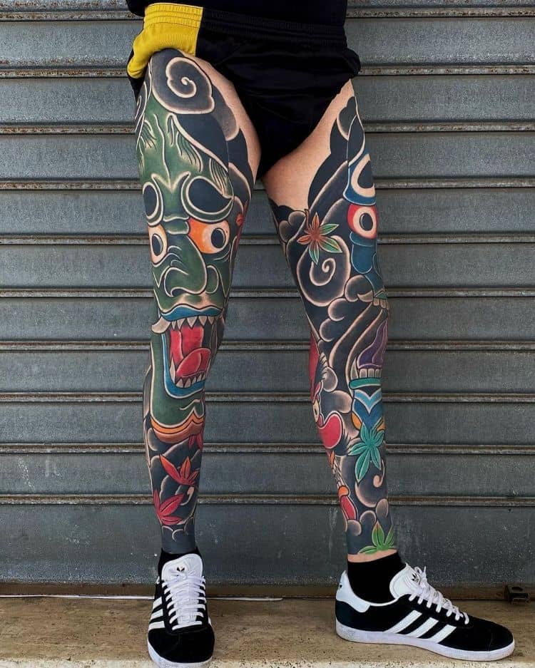Asian Leg Tattoo by @pablo_de_tattoolifestyle