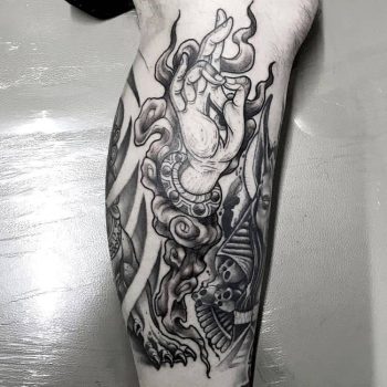 Buddhist Hand Tattoo by @molinartattoos