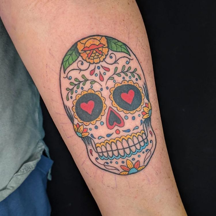 Calavera Skull Tattoo by @cbomb_tattoo