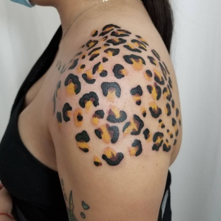 Cheetah Print Half Sleeve Tattoo by @wicholopostli_