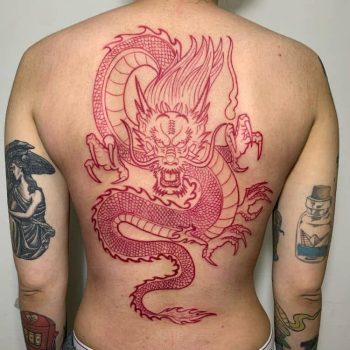 Chinese Red Dragon Tattoo by @tattoobygiovanni