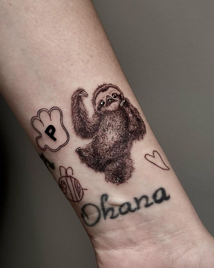 Cute Sloth Tattoo by @n.ink.ole_tattoo