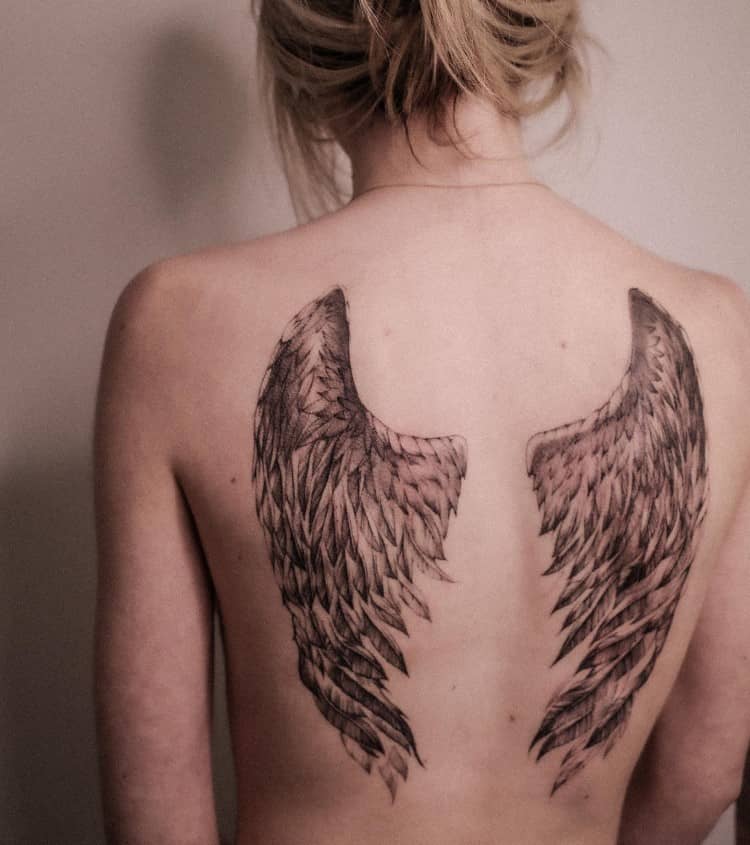 Dark Angel Wings Tattoo by @munztattooer