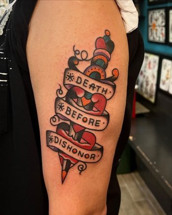 Death Before Dishonor Tattoo Sleeve by @sixjaxsix