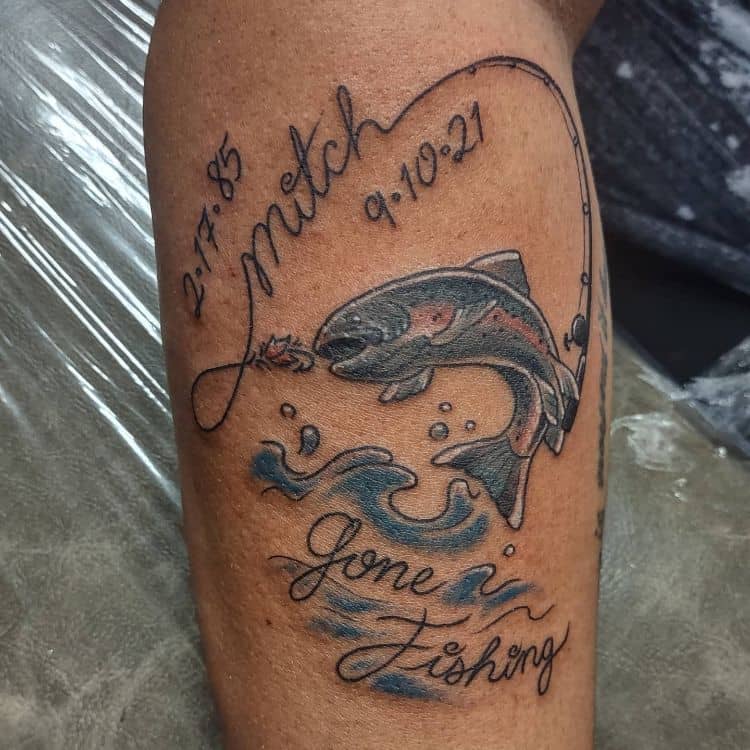 Gone Fishing Memorial Tattoo by @ill.nomad.art