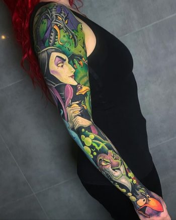 Green Villain Tattoo Sleeve by @janinakimhoatattoo