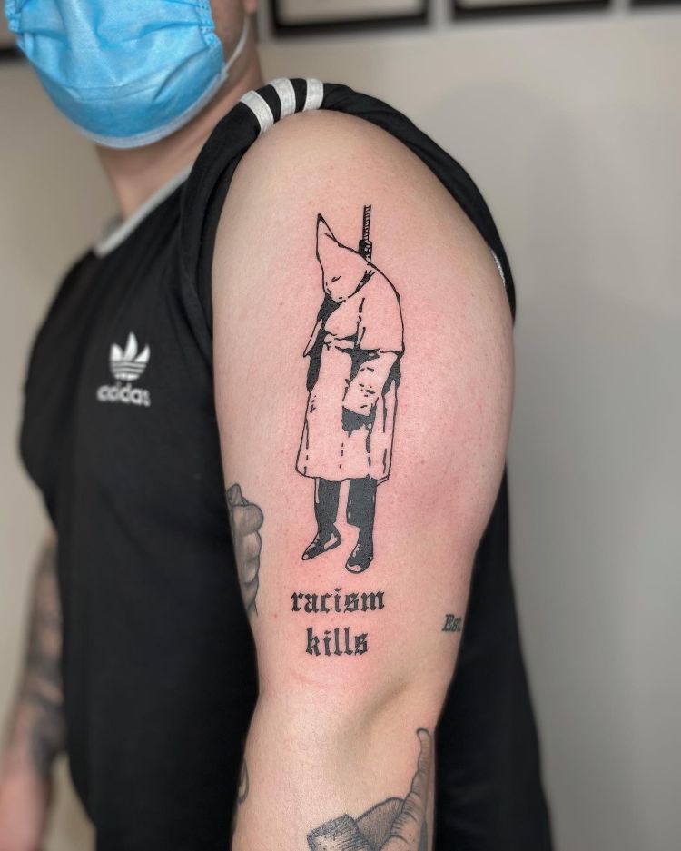 Hanging Klansman Tattoo by @mat_tats