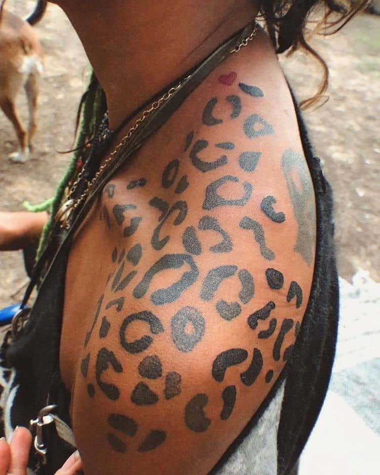 Leopard Print Tattoo On Shoulder by @seathemoonlight