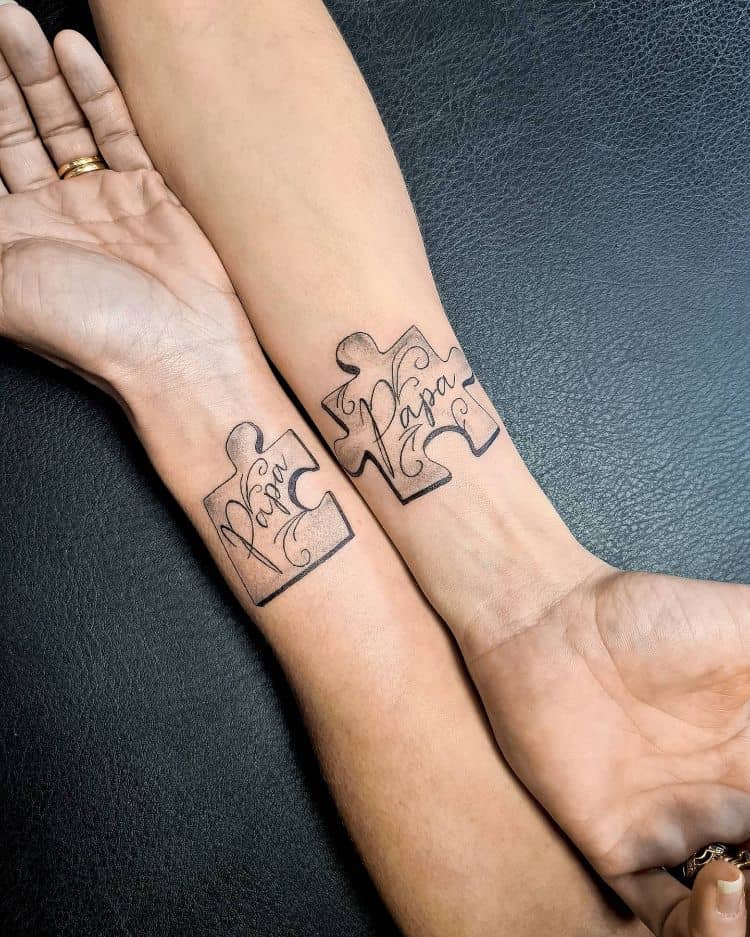 Matching Tattoo Puzzle by @feelinktattoo
