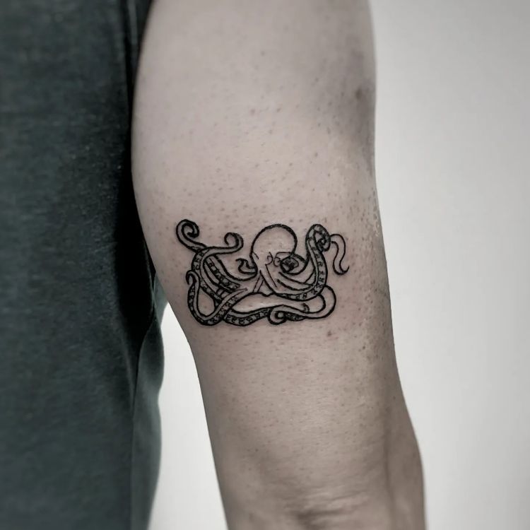 Mini Small Octopus Tattoo by @lady_killer_ink