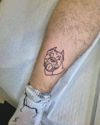 Minimalist Pitbull Tattoo by @tommi_ttt