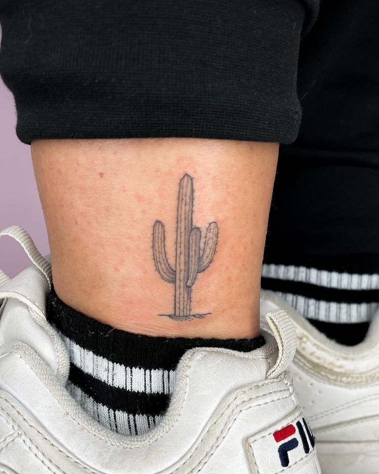 Minimalist Small Cactus Tattoo by @j_nopain