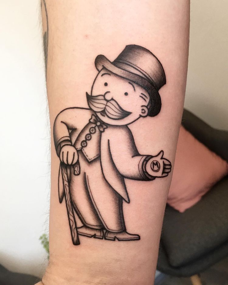 Monopoly Guy Tattoo by @kateriny_tetovacky