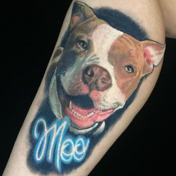 Pitbull Head Tattoo by @jonroberts.ink