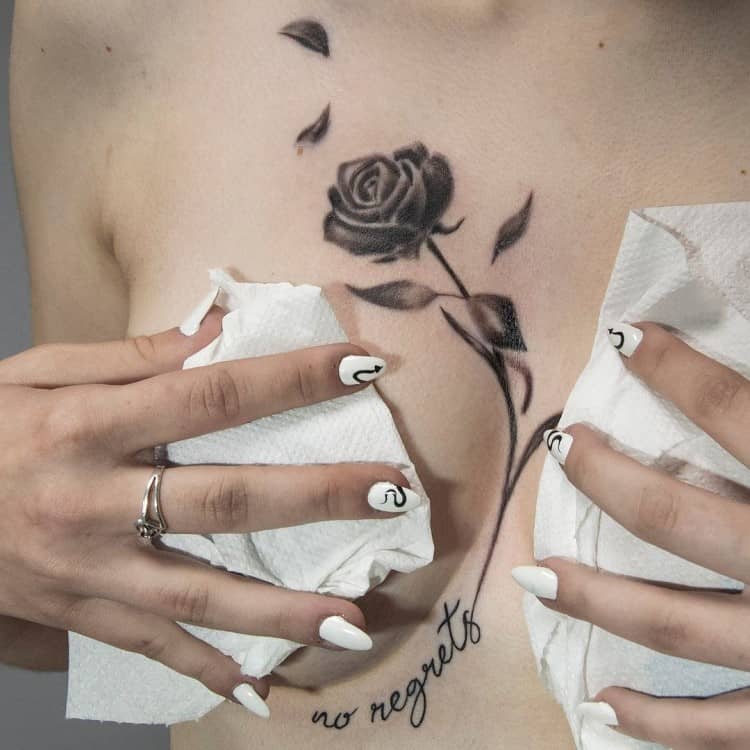 Rose Tattoo On Tit by @artsylvania_tattoo