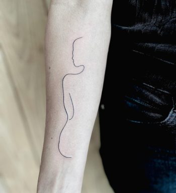 Simple Woman Silhouette Tattoo by @inktologie_tattoo