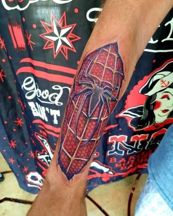 Spiderman 3D Tattoo by @brunotattoos