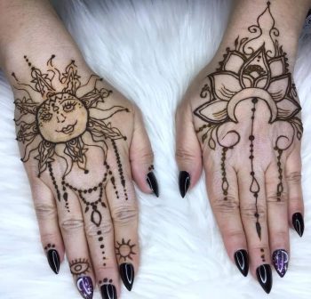 Sun And Moon Henna Tattoo by @nicole.mystical.nails.and.more