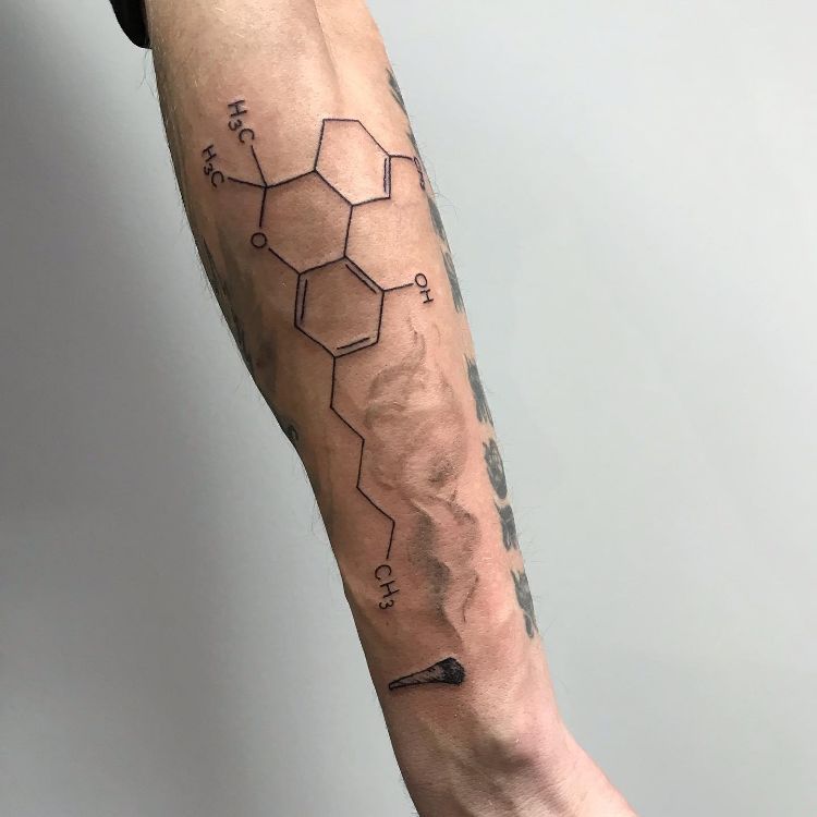 THC Chemical Compound Tattoo by @studio23_sj