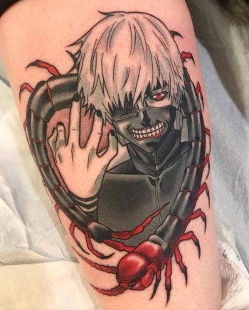 Tokyo Ghoul Kaneki Centipede Tattoo by @rachwilltattoo