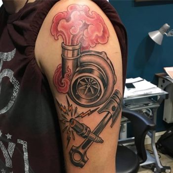 Turbocharger Tattoo by @kohlenstaub_tattoo