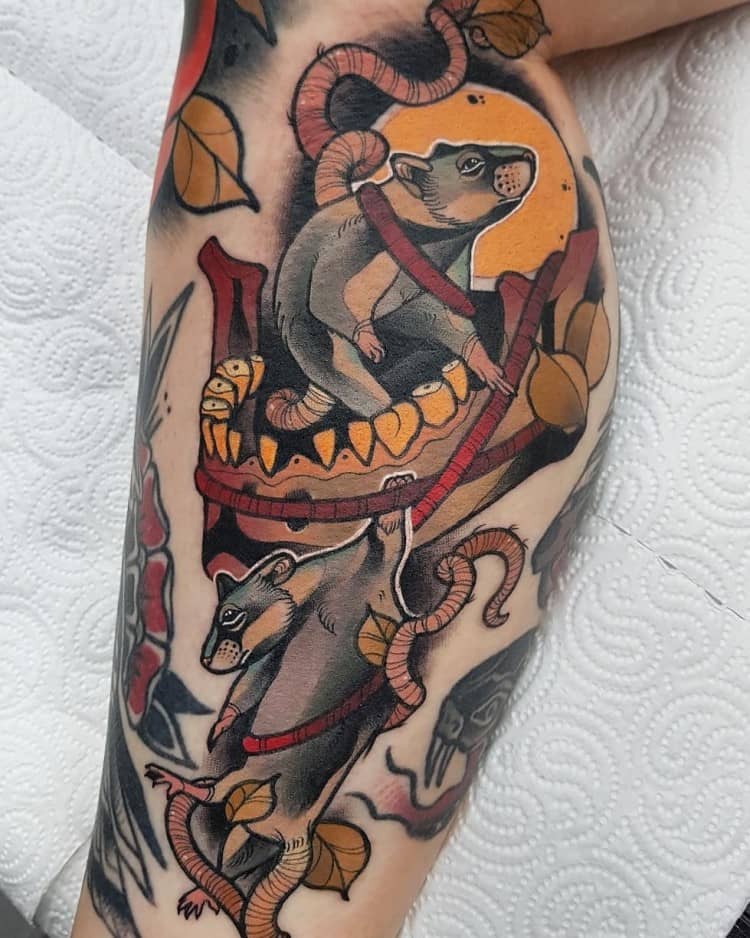 Neo Traditional Rat Tattoo by @alexgarcianeotraditional