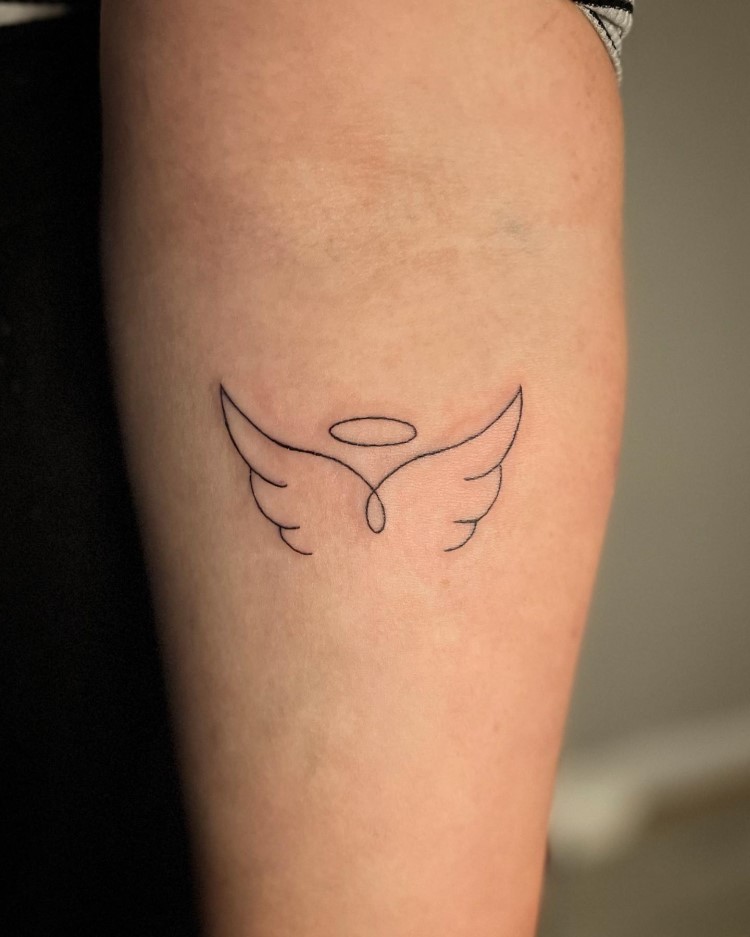 Halo And Wings Tattoo by @sammiejtattoo