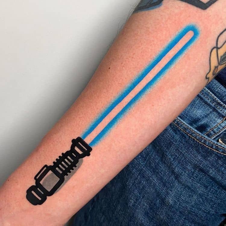 Lightsaber Tattoo Outline by @mambotattooer