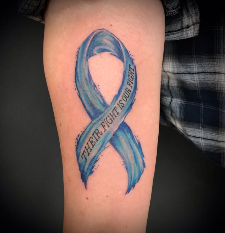 Blue Ribbon Tattoo by @nickg_tattoos