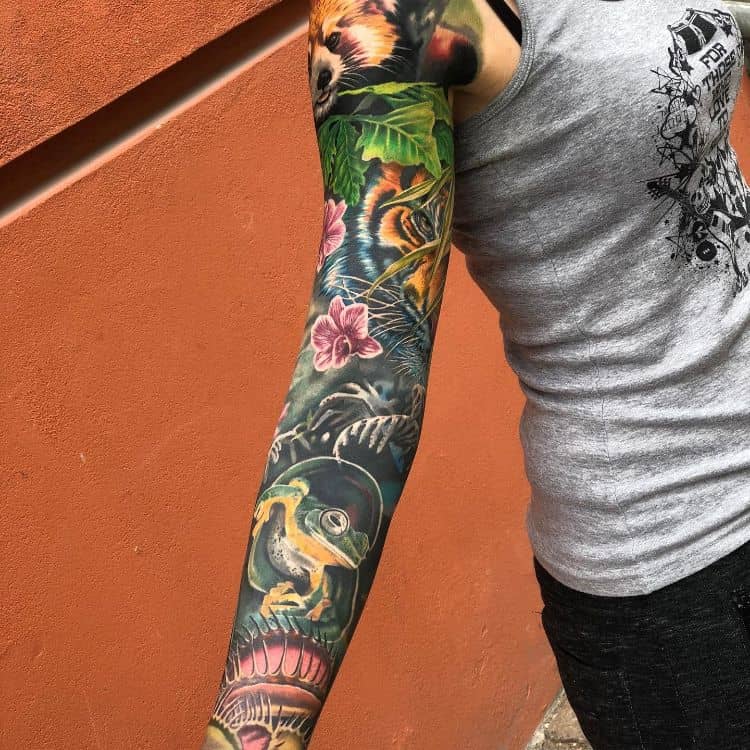 Jungle Theme Tattoo Sleeve by @tattooartchris