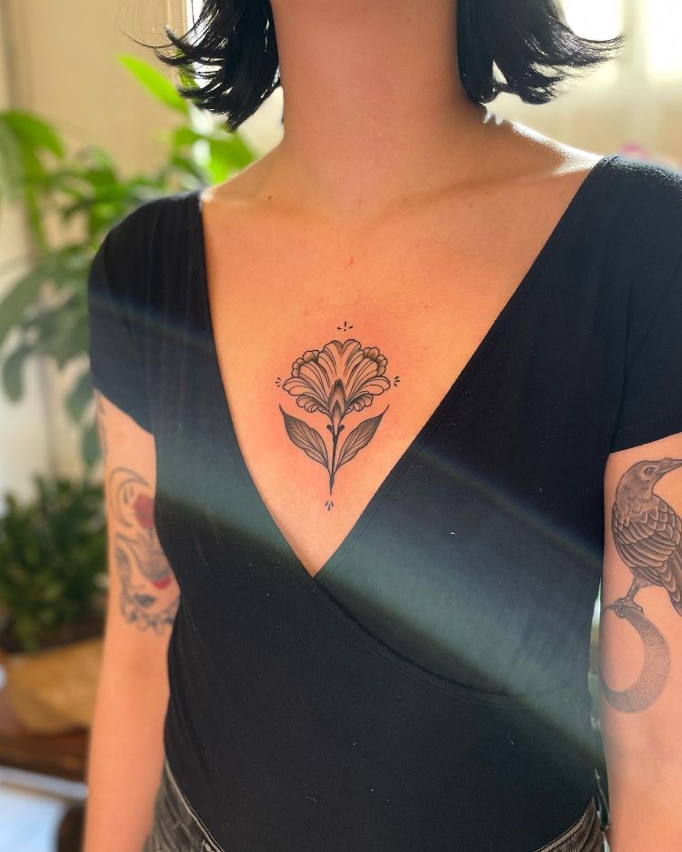 Temporary Sternum Tattoo by @whimsical.walnut