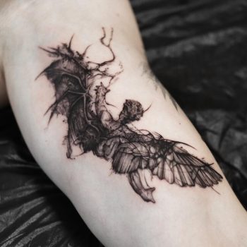 Darkness Fallen Angel Tattoo by @sixtenism