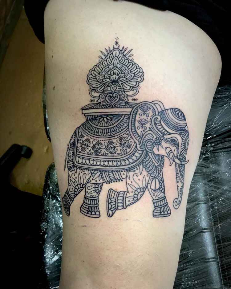 Elephant Tattoo Indian Style by @naturalhistory_tattoo