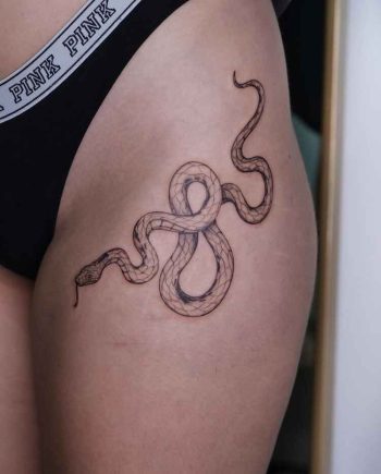 Hip Snake Tattoo by @magnolia.tattooer