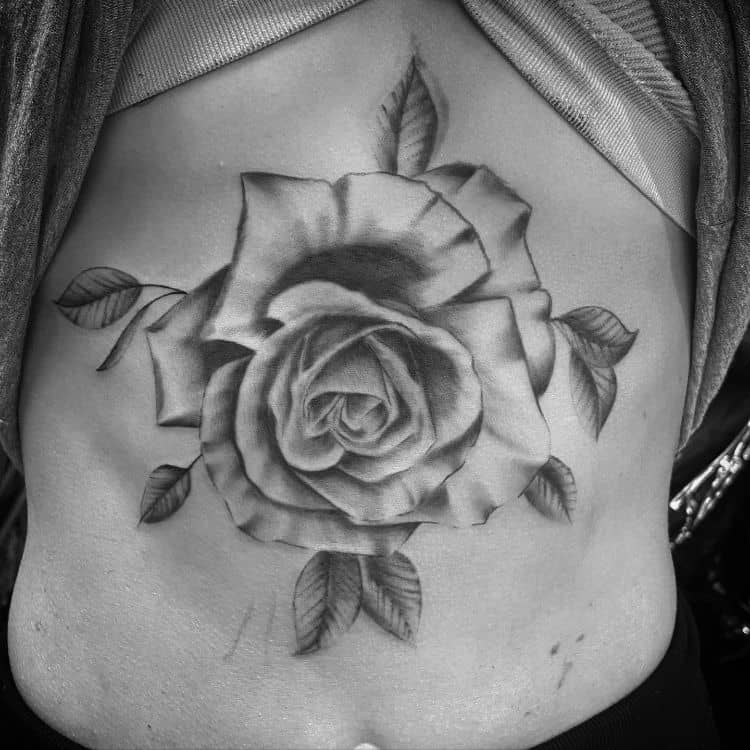 Rose Stomach Tattoo by @fionavdeanstattoo