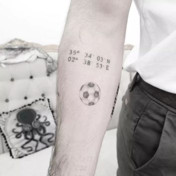 Small Football Tattoo by @punkibel