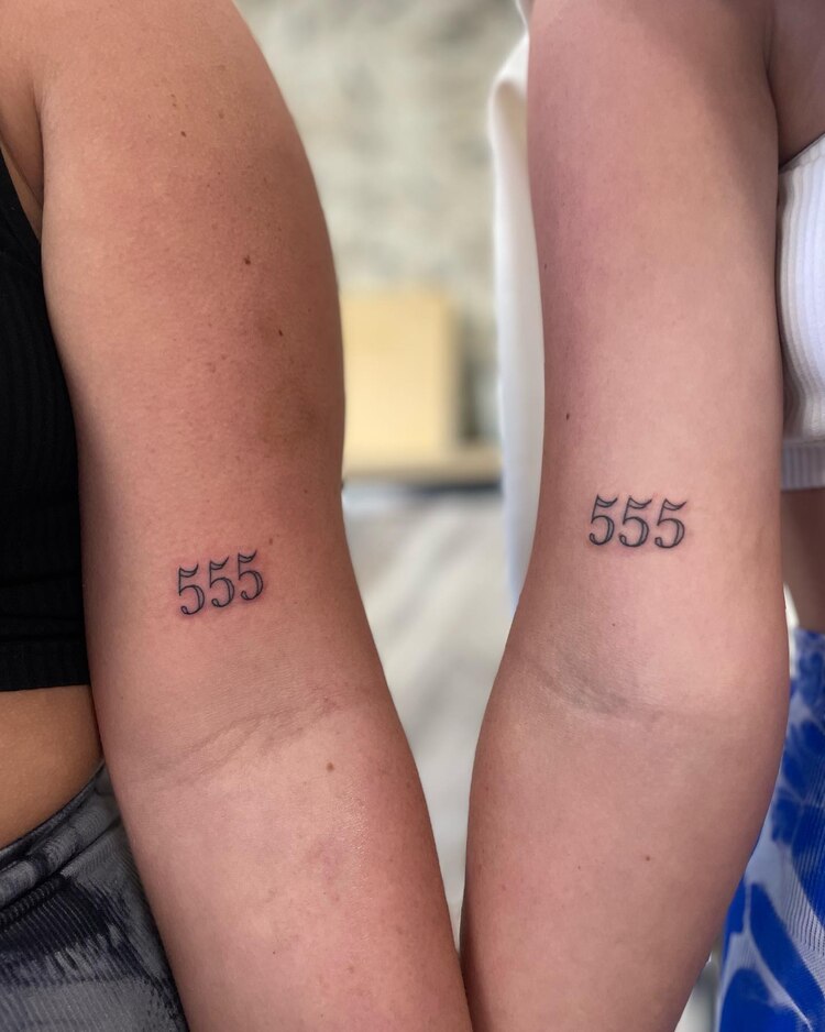 Matching 555 Tattoos by @numbteeef