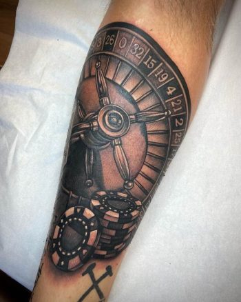 Roulette Table Tattoo by @zoefowletattoo