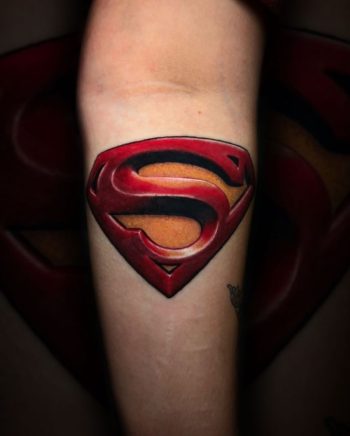 3D Superman tattoo designs by @tattsbyd_