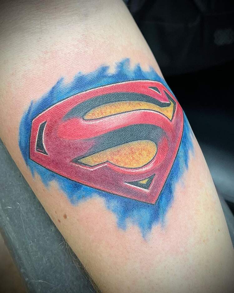 Superman logo tattoo by @ciarankorb_