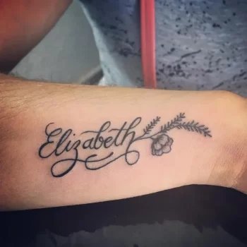 Elizabeth Tattoo Name by @demianart_tattoostudio
