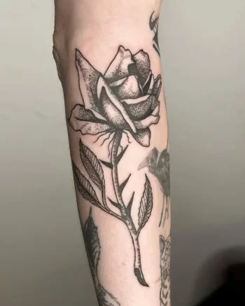 Rose Tattoo With Thorns by @_nyland